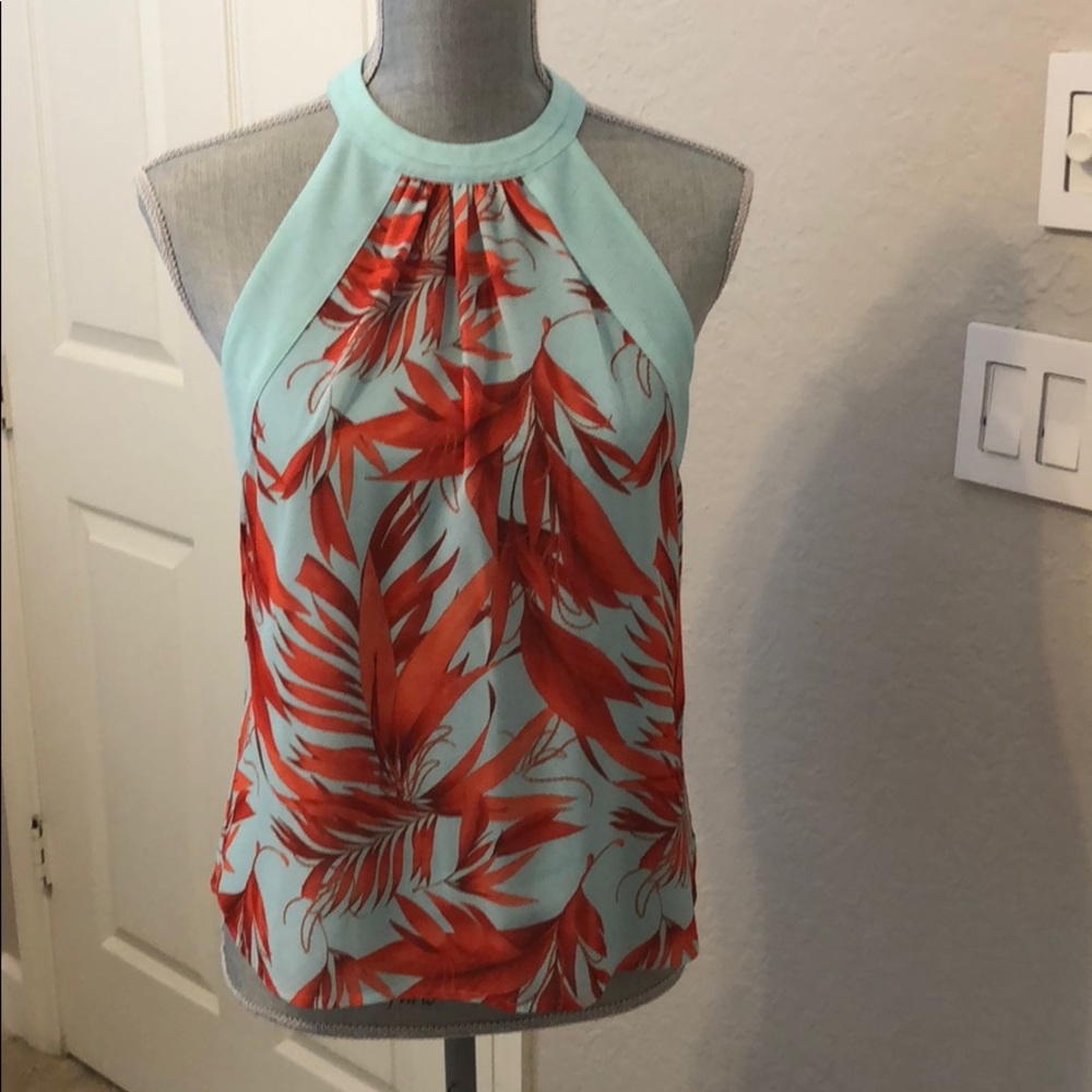 Adorable H&M turquoise & orange halter top.